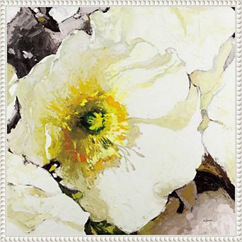 Amanti Art White Poppies Up Close Neutral Framed Canvas Wall Art