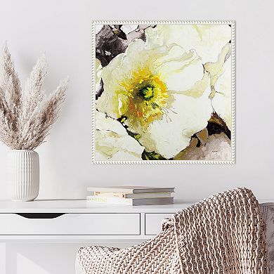 Amanti Art White Poppies Up Close Neutral Framed Canvas Wall Art