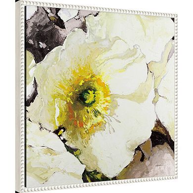 Amanti Art White Poppies Up Close Neutral Framed Canvas Wall Art
