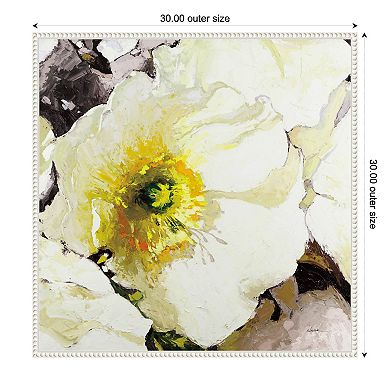 Amanti Art White Poppies Up Close Neutral Framed Canvas Wall Art