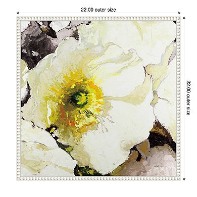 Amanti Art White Poppies Up Close Neutral Framed Canvas Wall Art