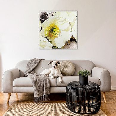 Amanti Art White Poppies Up Close Neutral Framed Canvas Wall Art