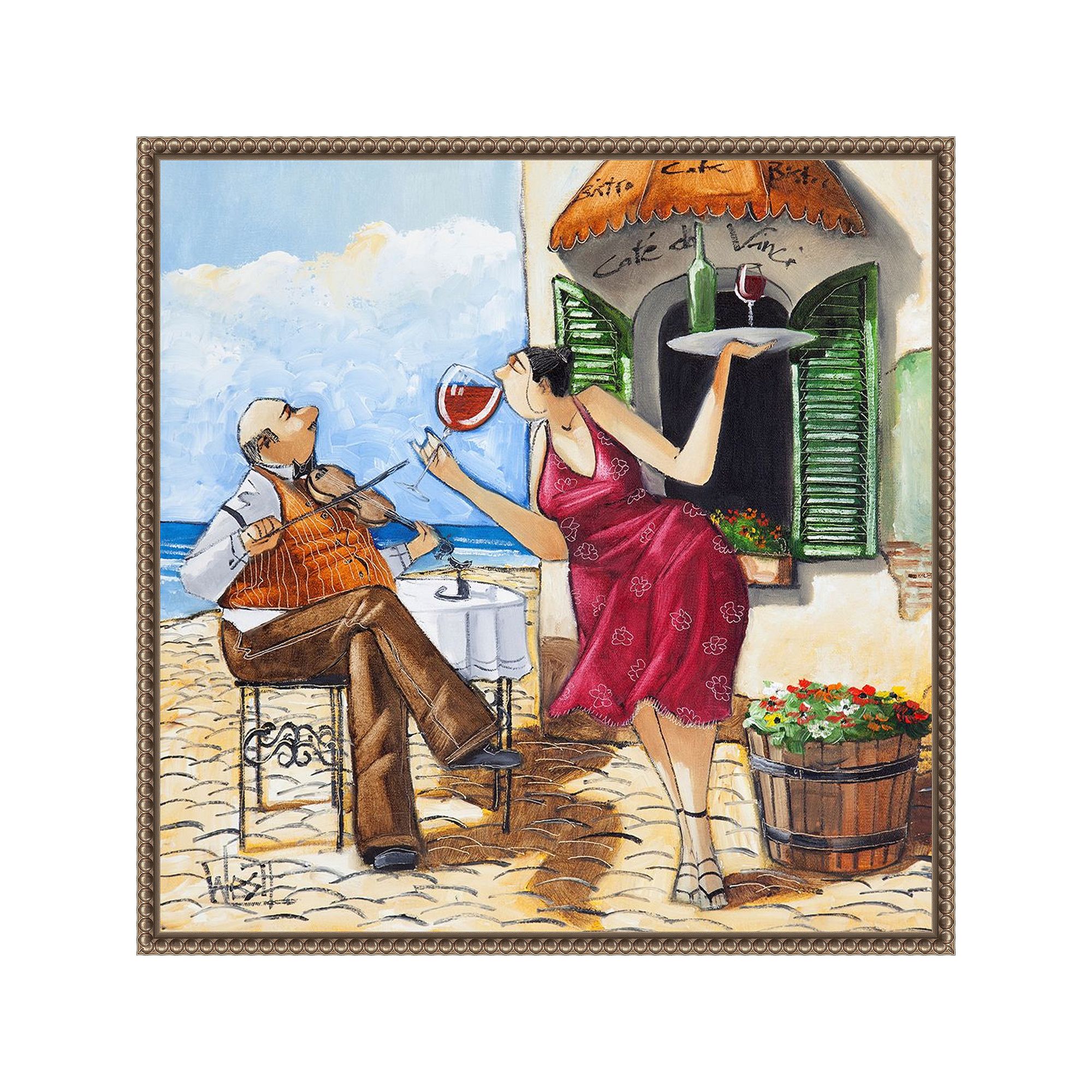 Amanti Art Wine And Music Framed Canvas Wall Art, Bronze
