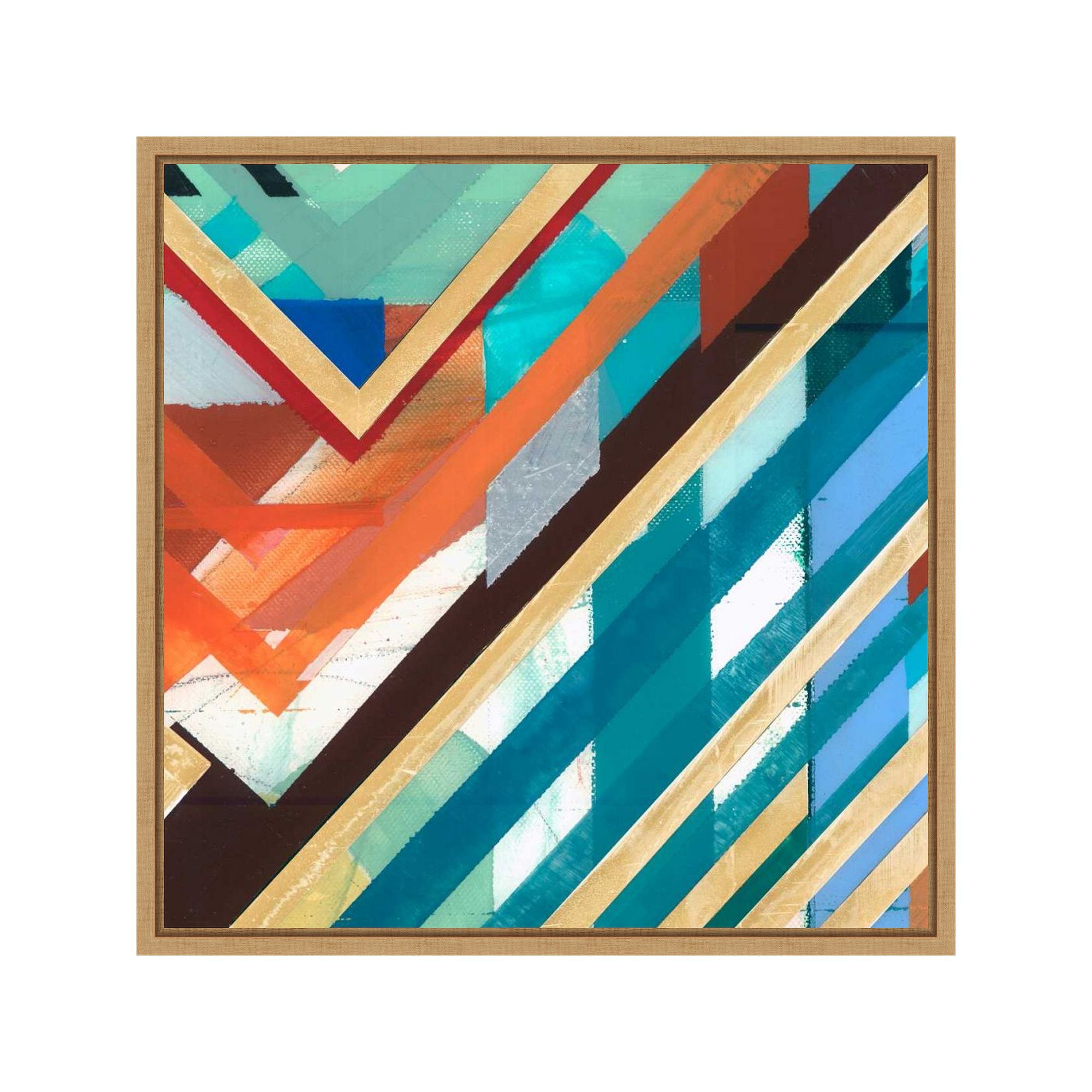 Amanti Art Zig Zag III Art Framed Canvas Wall Art, Brown