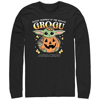 Men's Star Wars The Mandalorian Grogu Cutest Pumpkin In The Galaxy Long Sleeve Graphic Tee