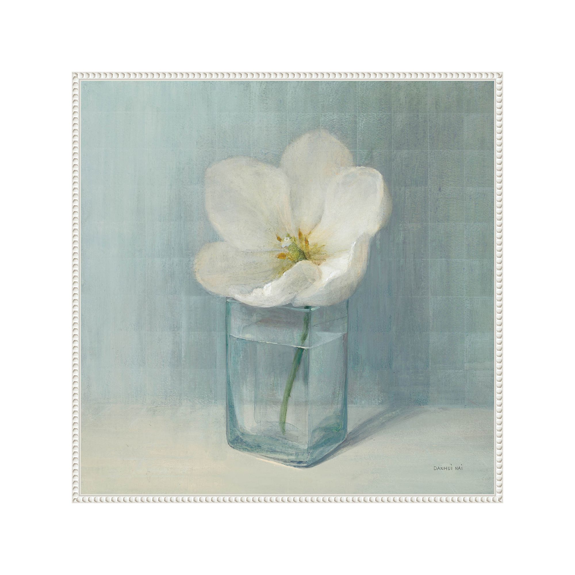 Amanti Art Single White Tulip Framed Canvas Wall Art