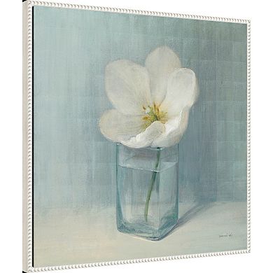 Amanti Art Single White Tulip Framed Canvas Wall Art