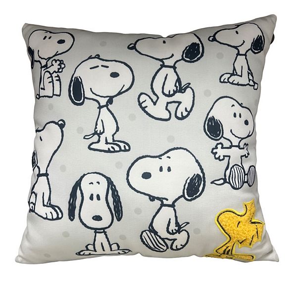 Peanuts Snoopy & Woodstock Patch Decorative Throw Pillow - Grey