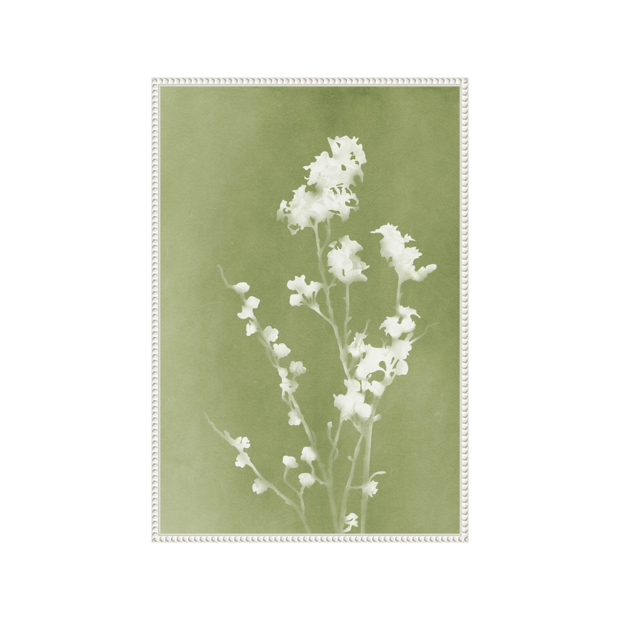 Amanti Art Monograph Green Flowers by Amini54 Canvas Wall Art, White