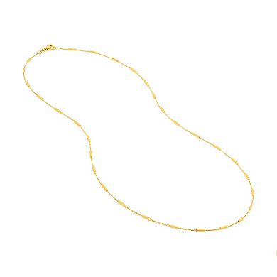 Color Romance 14k Gold Bar Station Cable Chain Necklace