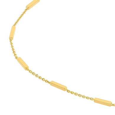 Color Romance 14k Gold Bar Station Cable Chain Necklace
