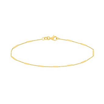 Color Romance 14k Gold Bar Station Cable Chain Bracelet