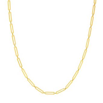 Color Romance Gold Tone Rectangle Link Station Necklace