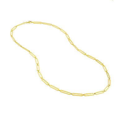Color Romance Gold Tone Rectangle Link Station Necklace