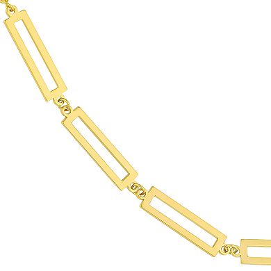 Color Romance Gold Tone Rectangle Link Station Necklace