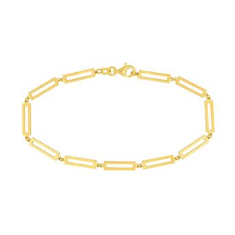 Color Romance 14k Gold Rectangle Link Bracelet