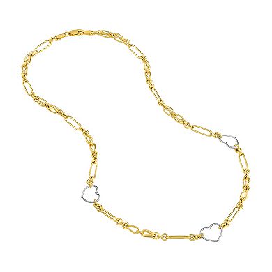 Color Romance Two Tone Heart Link Station Necklace