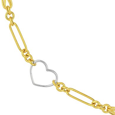 Color Romance Two Tone Heart Link Station Necklace