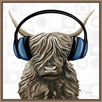 Amanti Art Music Cow Blue Crop by Yvette St. Amant Canvas Wall Art