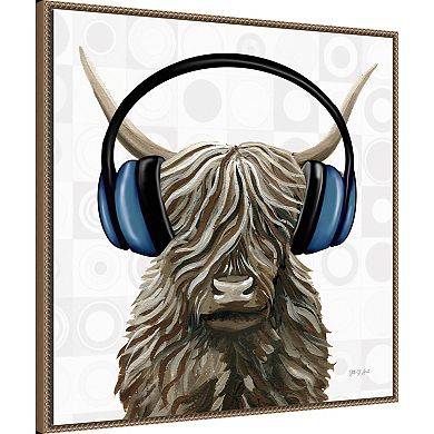 Amanti Art Music Cow Blue Crop by Yvette St. Amant Canvas Wall Art