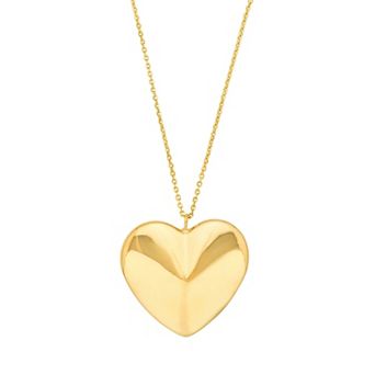 Color Romance 14k Gold 3D Heart Pendant Necklace