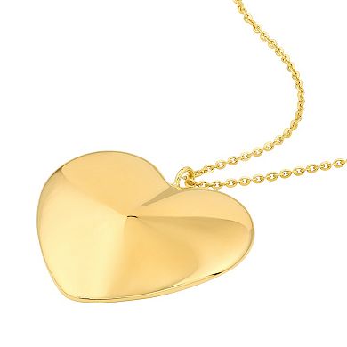 Color Romance 14k Gold 3D Heart Pendant Necklace