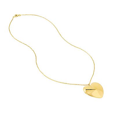 Color Romance 14k Gold 3D Heart Pendant Necklace