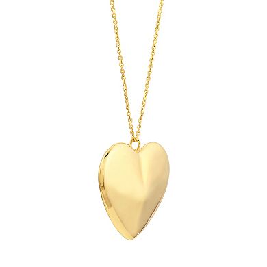 Color Romance 14k Gold 3D Heart Pendant Necklace