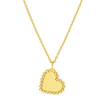 Color Romance 14k Gold Beaded Heart Pendant Necklace