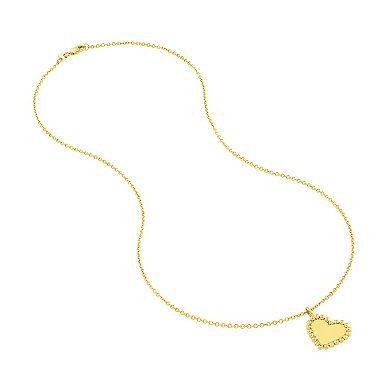 Color Romance 14k Gold Beaded Heart Pendant Necklace