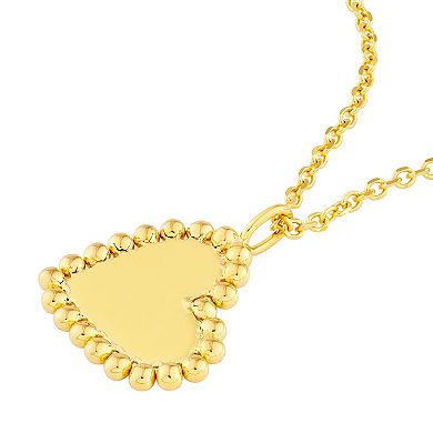 Color Romance 14k Gold Beaded Heart Pendant Necklace