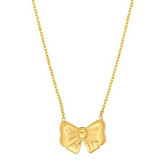Color Romance 14k Gold Bow Adjustable Pendant Necklace