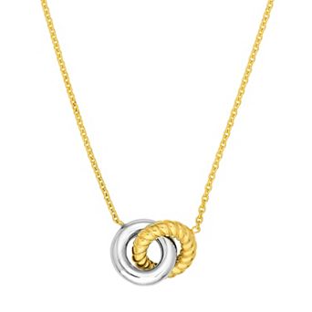 Color Romance Two Tone 14k Gold Interlocking Circles Necklace