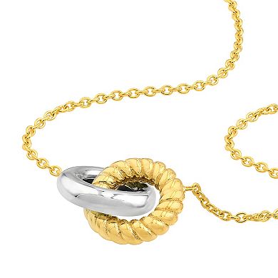 Color Romance Two Tone 14k Gold Interlocking Circles Necklace