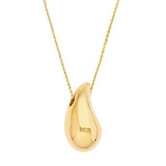 Color Romance Gold Tone Puffed Teardrop Necklace