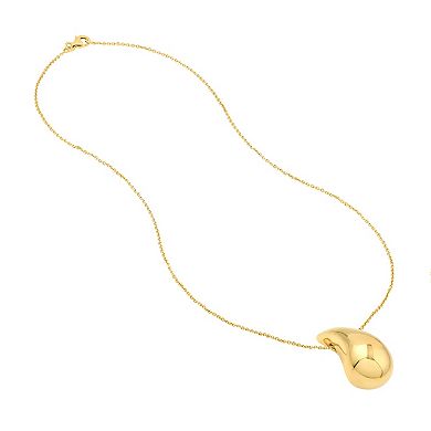 Color Romance Gold Tone Puffed Teardrop Necklace