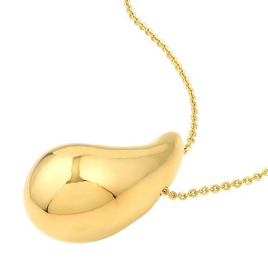 Color Romance Gold Tone Puffed Teardrop Necklace