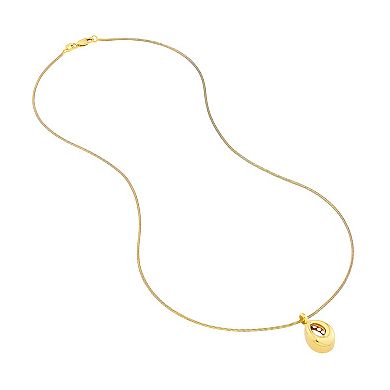 Color Romance 14k Gold 3D Puffed Open Teardrop Pendant Necklace