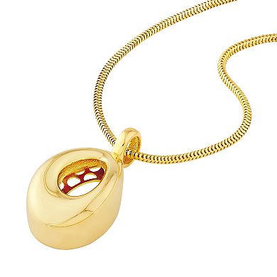 Color Romance 14k Gold 3D Puffed Open Teardrop Pendant Necklace