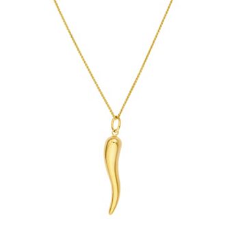 Color Romance 14k Gold Italian Horn Pendant Necklace
