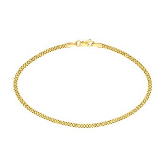 Color Romance 14k Gold 2.5 mm Hollow Textured Bismark Bracelet