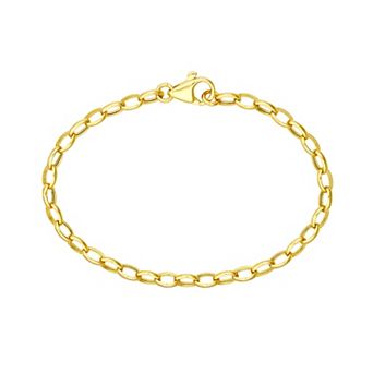 Color Romance 14k Gold 4.5 mm Hollow Oval Link Bracelet