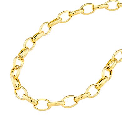 Color Romance 14k Gold 4.5 mm Hollow Oval Link Bracelet