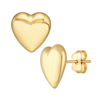 Color Romance 14k Gold Puffed Heart Stud Earrings