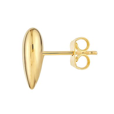 Color Romance 14k Gold Puffed Heart Stud Earrings