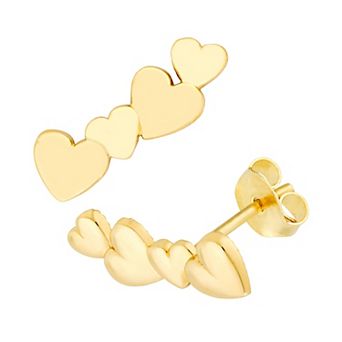 Color Romance 14k Gold Multi Heart Stud Earrings