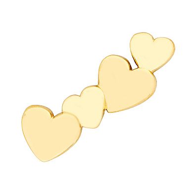 Color Romance 14k Gold Multi Heart Stud Earrings