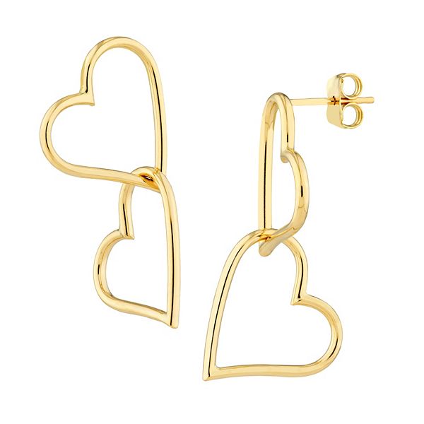 Double Fluted Heart Sterling Silver Charm Dangle Earrings main image 0