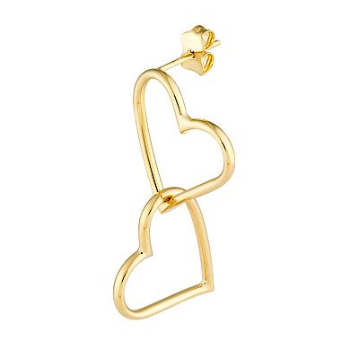 Color Romance 14k Gold Double Heart Dangle Earrings