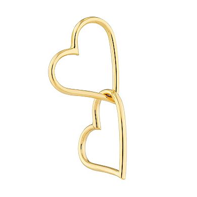 Color Romance 14k Gold Double Heart Dangle Earrings
